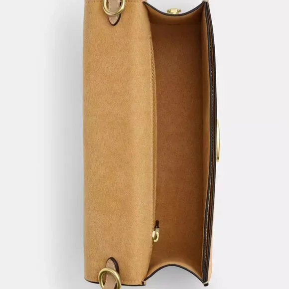 NWT COACH Eliza Flap Crossbody With Leather Covered Closure - Smooth Leather/Tan